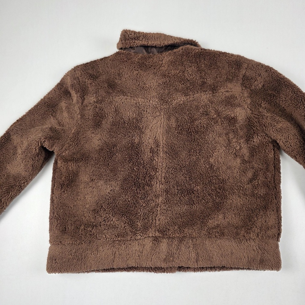 Stetson Jacket Womens Medium Brown Sherpa Fleece Snap Front Collared Teddy - Picture 9 of 9